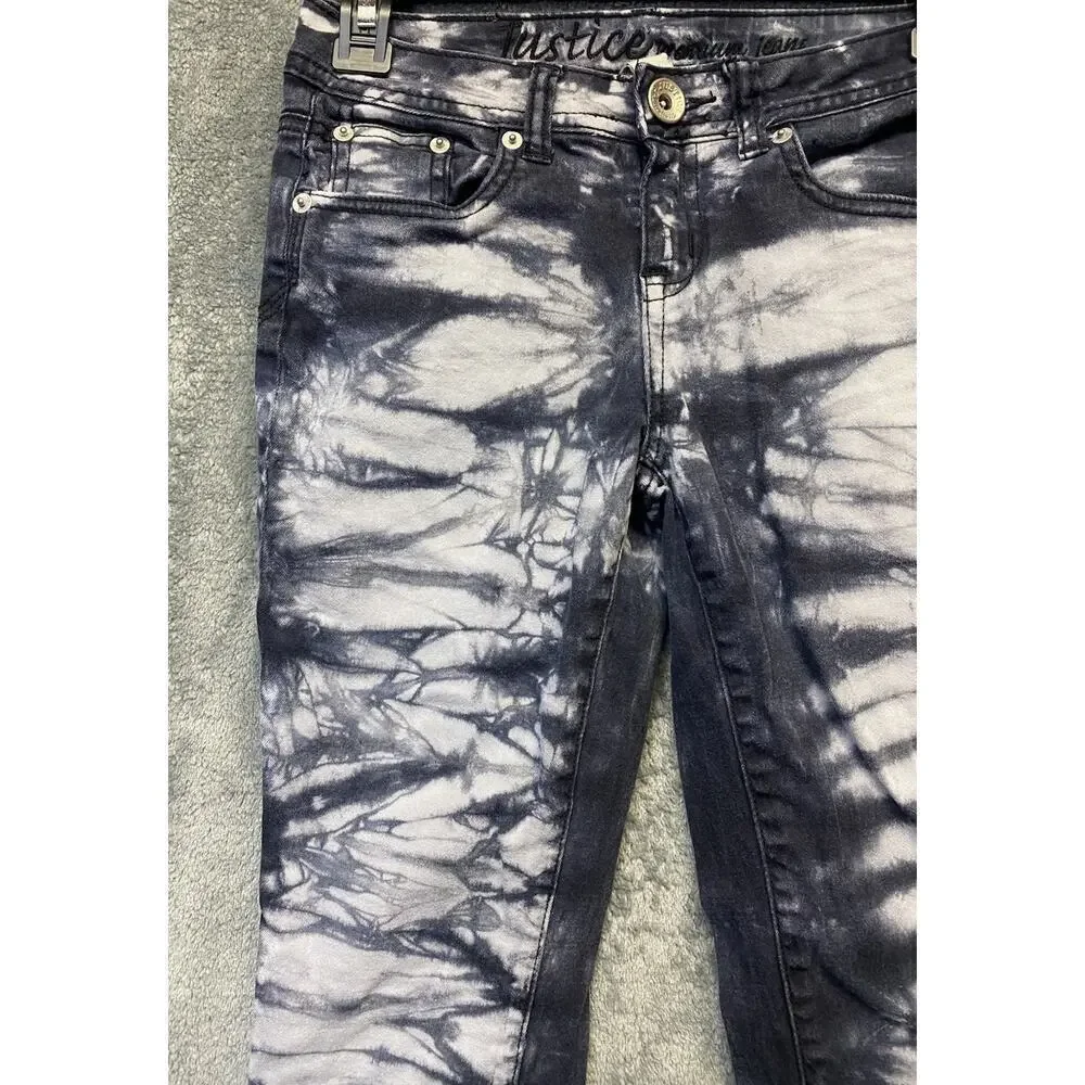 Justice Premium Jeans Girl’s Simply Low Tie Dye Gray Denim Skinny Jeans Size 10R